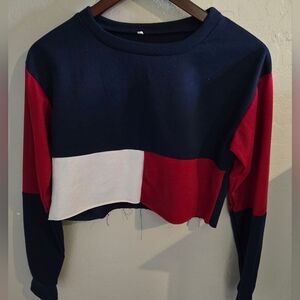 Colorblock Sweater - Navy, Red, and White